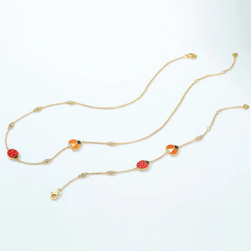 Fashion 925 silver Enamel beetles Cable Chain Necklace