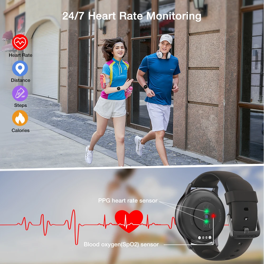 
UMIDIGI Uwatch 3S Smart Watch Men Women 5ATM Waterproof Fitness Tracker Sport Band Heart Rate Sleep Monitoring For Android IOS 
