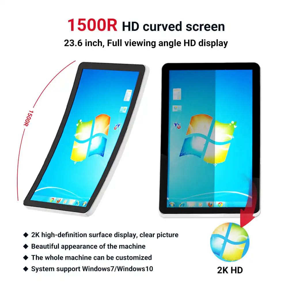 Windows/Android/Linux System Support 23.6/32' Curved Screen Led Light Control Food Order Machine Self Order Kiosk in Restaurant