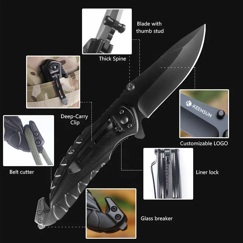 Portable Outdoor Camping Survival Multi-Tool Pocket Folding Knife with Steel and Aluminum Blade for Hunting