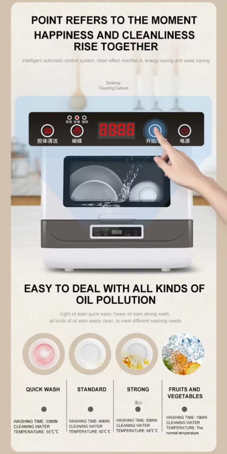 Household Open Front Countertop Portable Embedded Desktop Lave-vaisselle Dishwasher Machine Without Installation