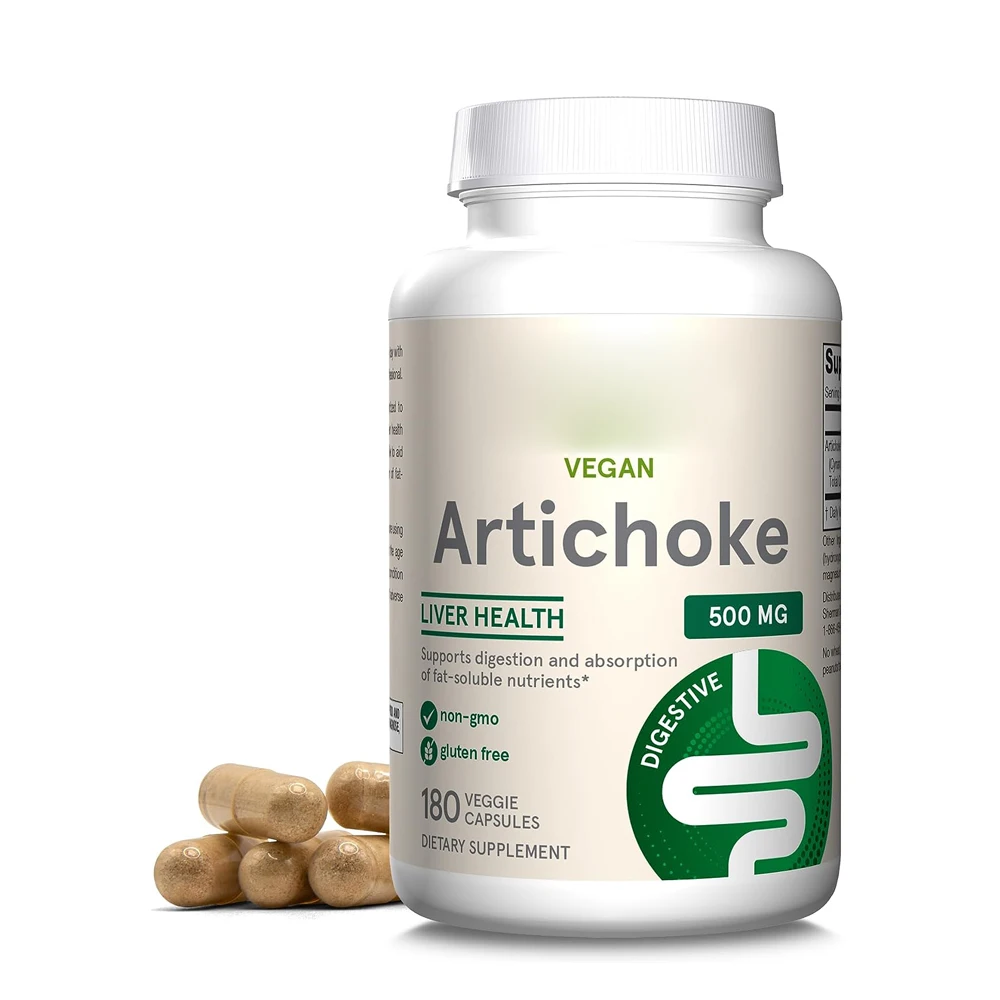 Artichoke 500 mg, Dietary Supplement for Liver Health and Digestion Support, 180 Veggie Capsules, 180 Day Supply