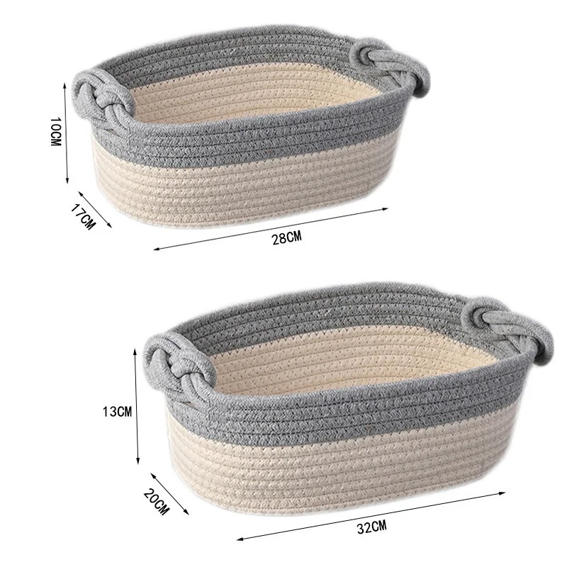 New Cotton Rope Woven Basket Shelf Gift Storage Box Organizing Linen Closet Organizers with Handles