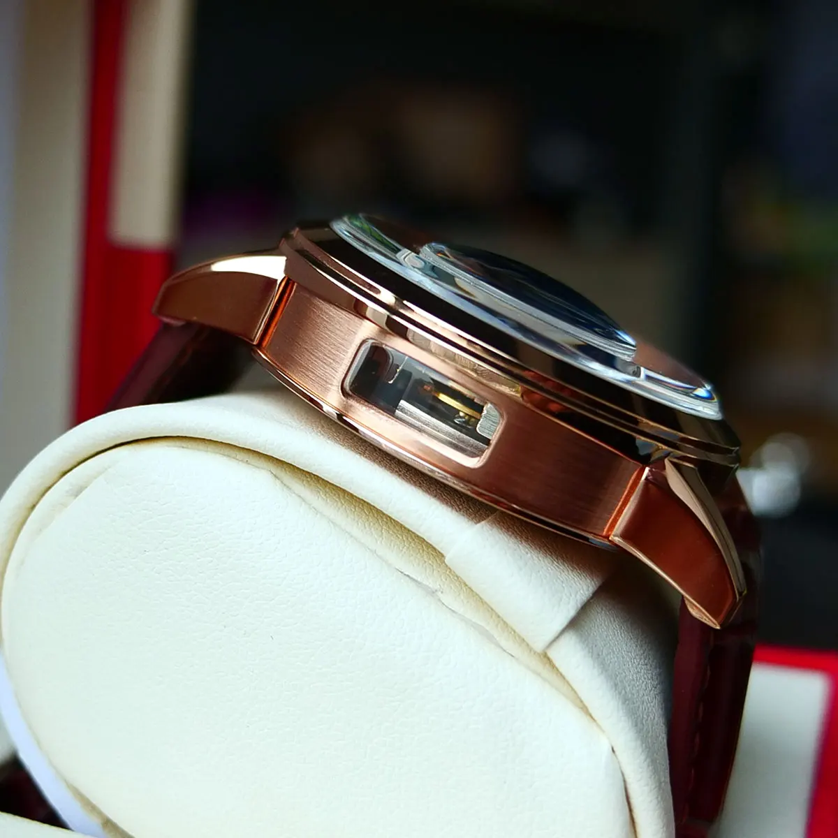 
OBLVLO Casual Watches Men Skeleton Dial Calfskin Leather Band Rose Gold Watches Automatic Watches for Men Montre Homme VM 1 