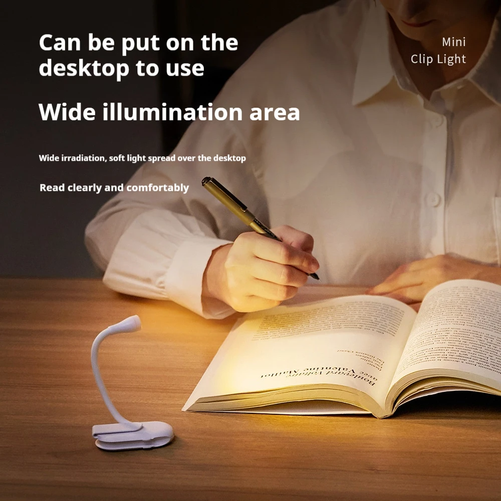 Hot Sale 360 Degree Rotation LED Desk Lamp Portable Mini Clip Light USB Rechargeable Clip-on Lamp for Reading in Bed