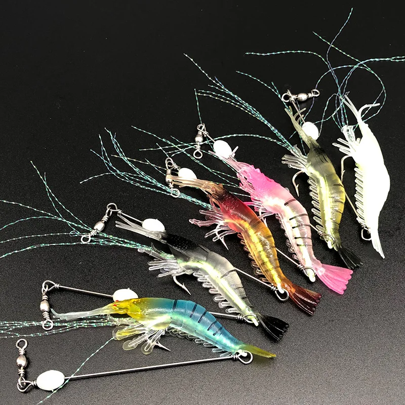 Spot Wholesale Shrimp 9cm 7g Invisibility Hook Noctilucent Fishing Soft Lure For Sea Fishing Catfish Tilapia Bass Pesca