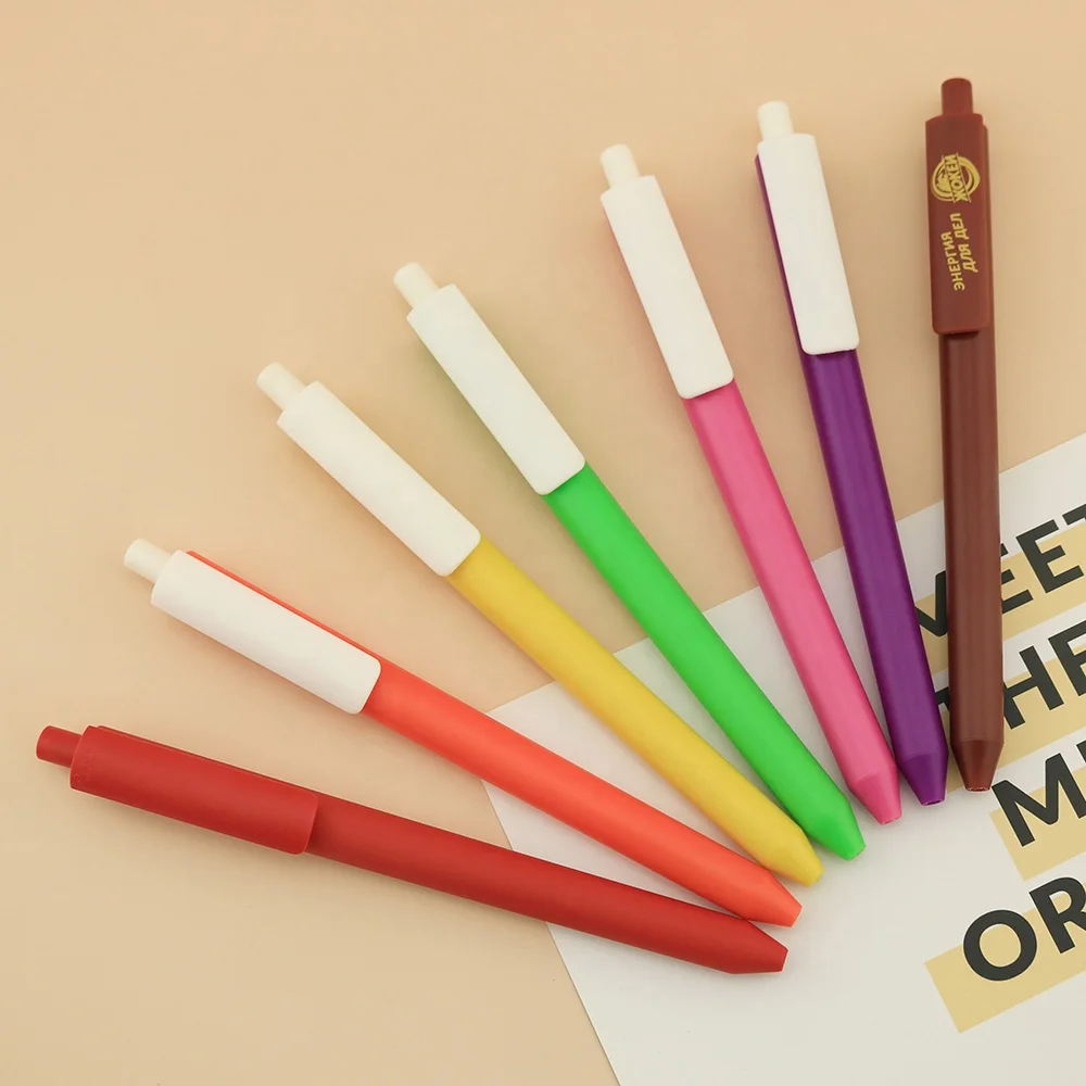 Custom logo printing plastic pen clip rubber grips for Plastic Ballpoint Pen, pen with logo printing