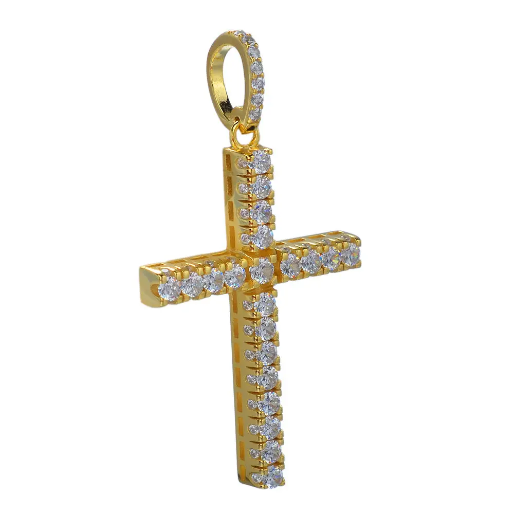 Western Charms Jewelry Medieval Vintage Punk Retro Faith Micro Pave  Large Gothic Cross Charm Pendants For Men