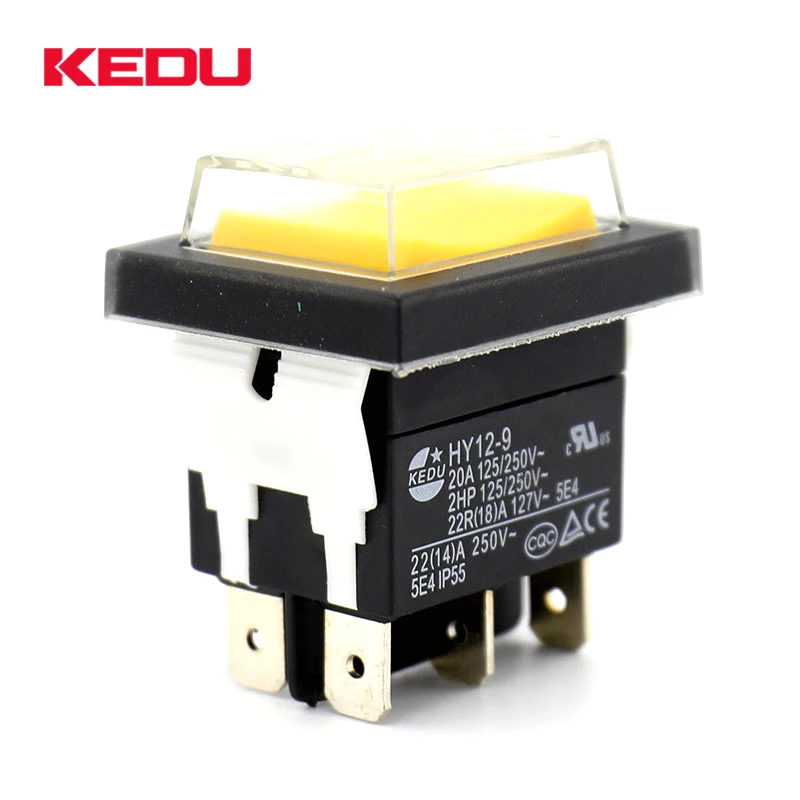 KEDU HY12-9-5 high quality 2 position 6pins on on momentary rocker switch waterproof switch waterproof push button switch