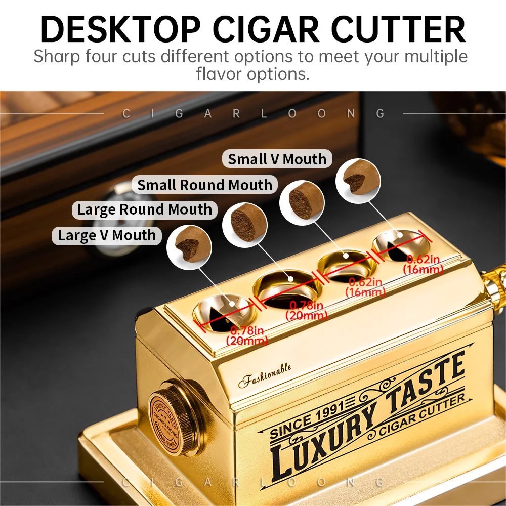 CIGARLOONG Windproof Lighter Sharp Cigar Cutter Ashtray Cigar Holder 5-piece Platinum Luxury Cigar Accessories Set
