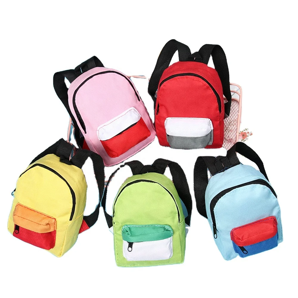 Cute Mini Doll School Bag Fits 18 Inch/43CM Variety Colors Bag With Zippered Mini Doll Backpack Accessories Dollhouse Toys Gifts