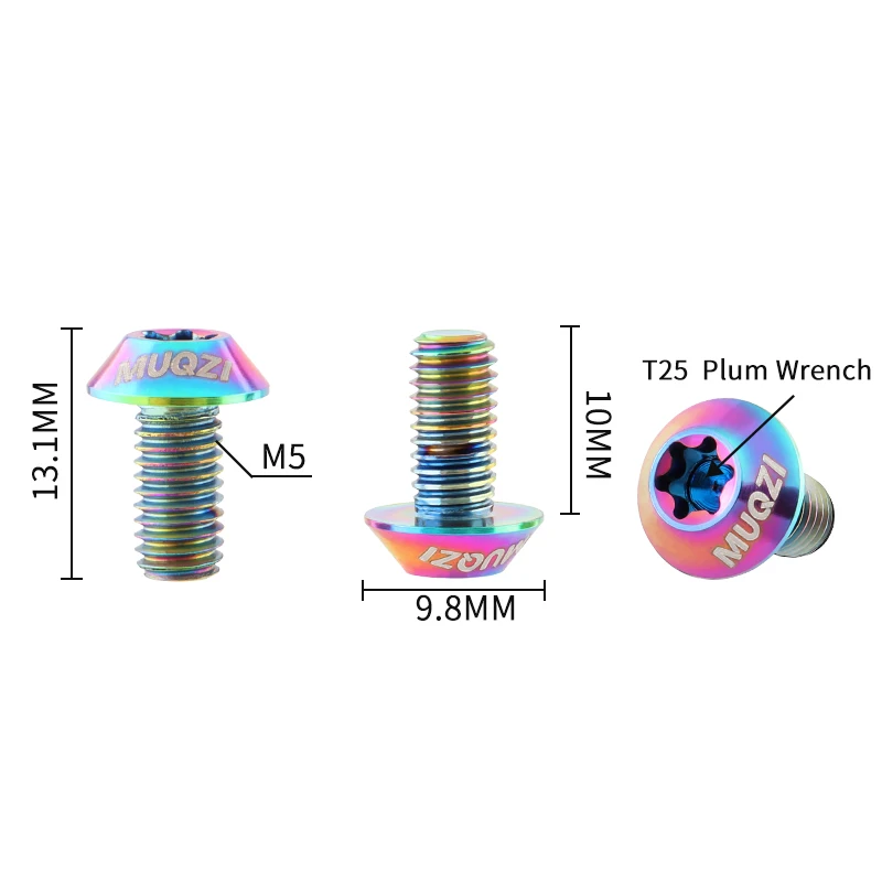 23023 MUQZI M5 * 10 мм титановый T25 Torx Road MTB велосипедный дисковый тормозной винт Ti Сверхлегкий ротор крепежные болты