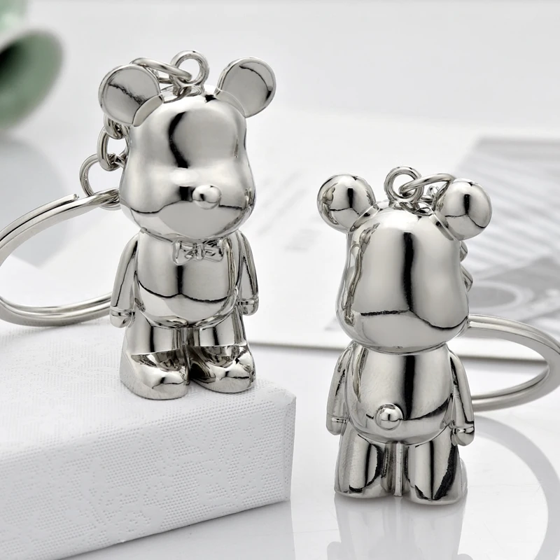 Violent Bear Metal Keychain Flatback Pendant Charms Handbag Keyring For Woman Fashionfor wedding 3D Metal Cartoon Keychain