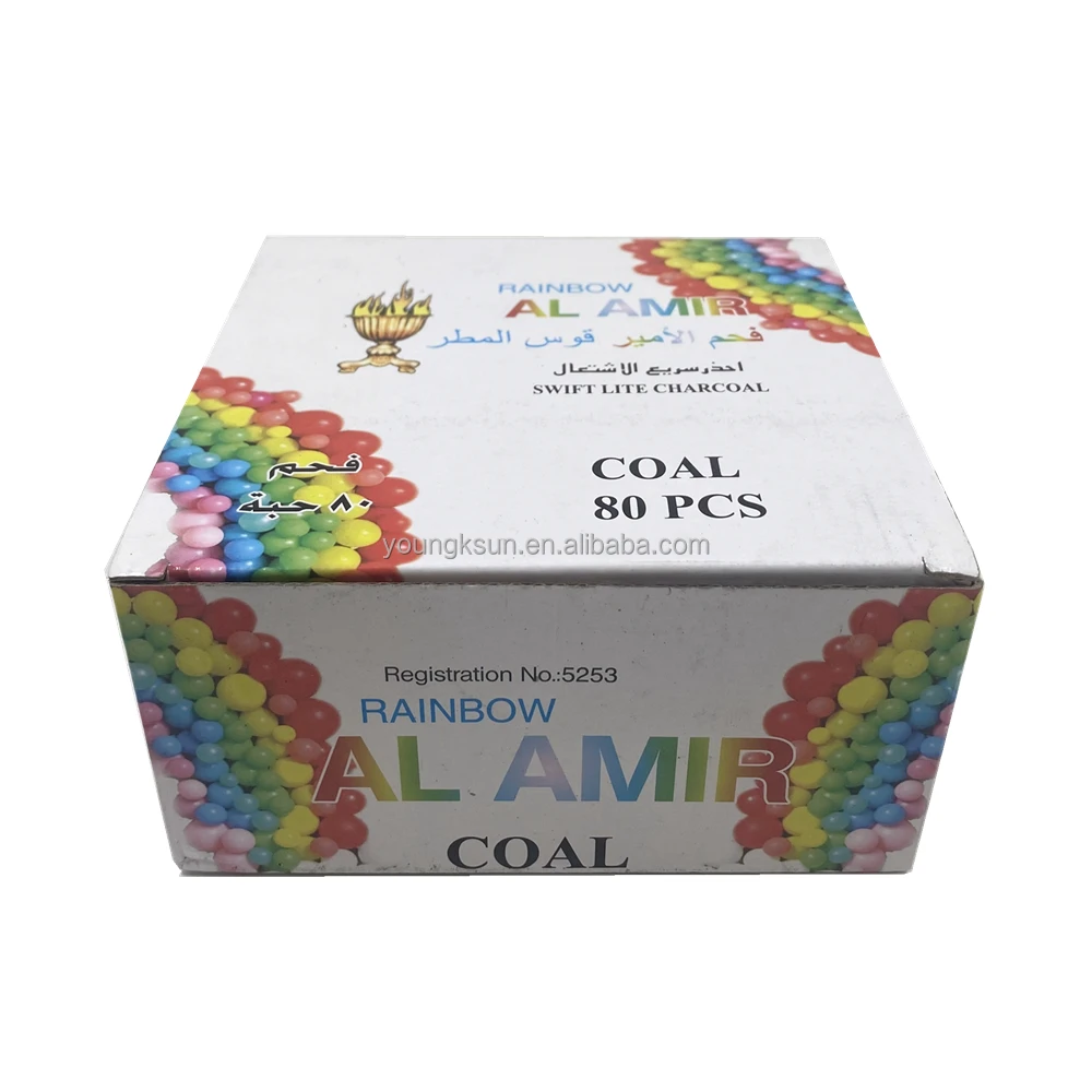 YKS wholesale 33mm bamboo charcoal shisha colorful hookah coal tablet