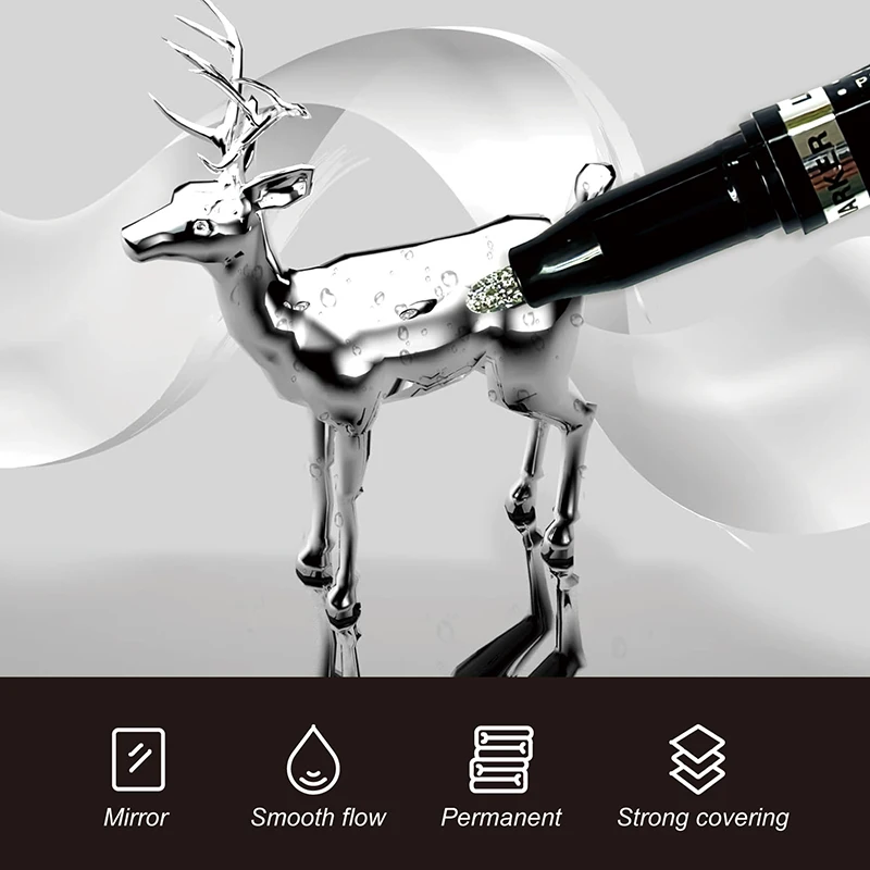 6pcs Mirror Silver Liquid Chrome Markers