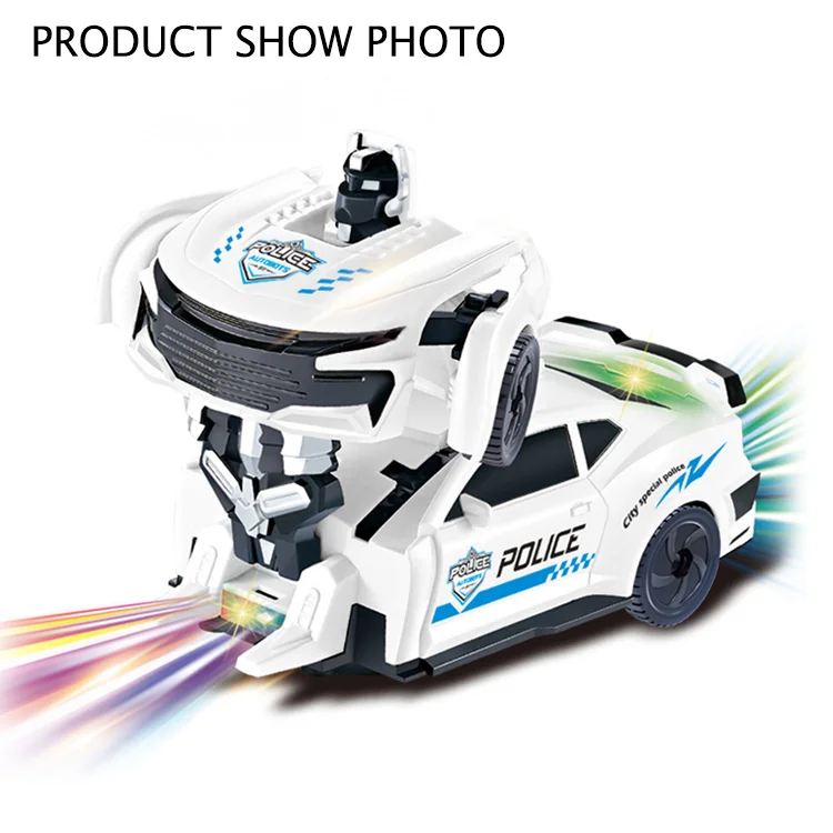 B/O Musical Police Deformed Robot Car Toy For Kids