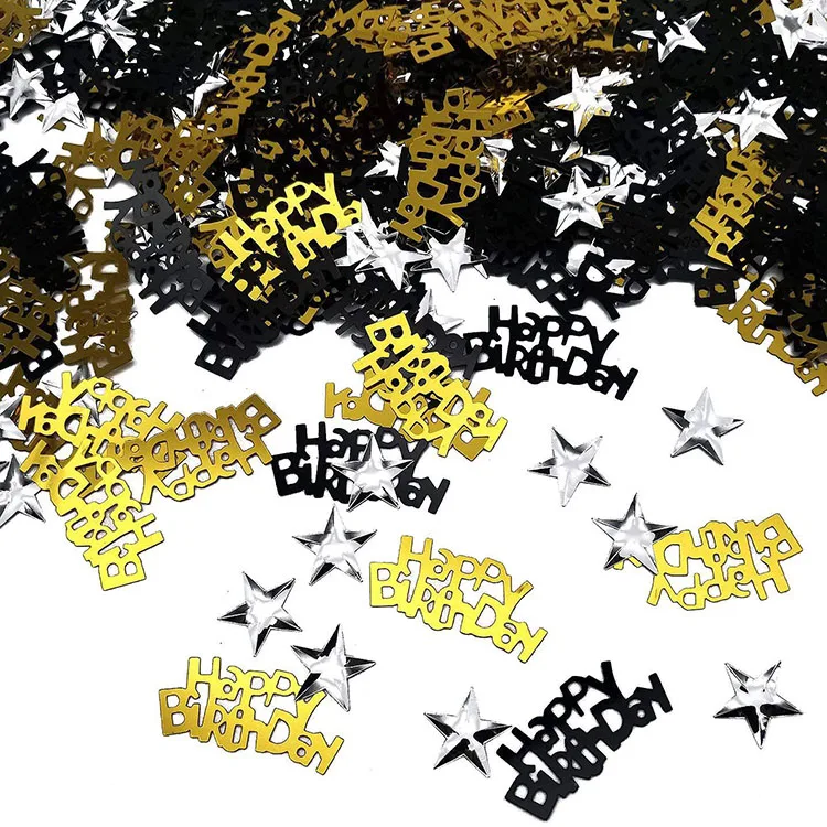 10g Gold Happy Birthday and Stars Metallic Confetti Happy Birthday Party Baby Shower Party Table Scatters Decoration