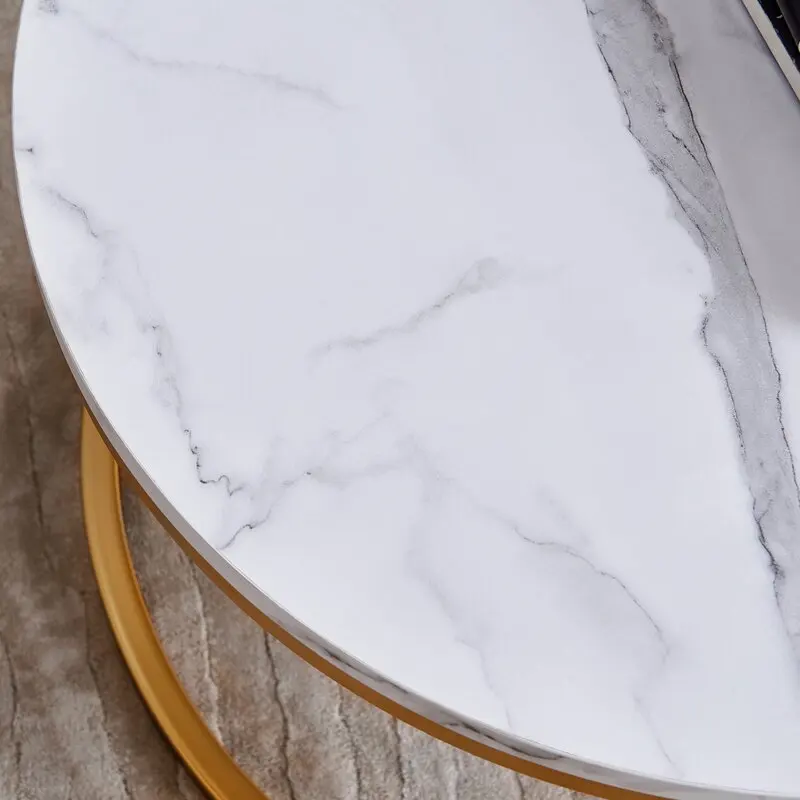 Modern Gold Stainless Steel Leg Marble Top Round Living Room Home Furniture Luxury Side Center Coffee Tea Table