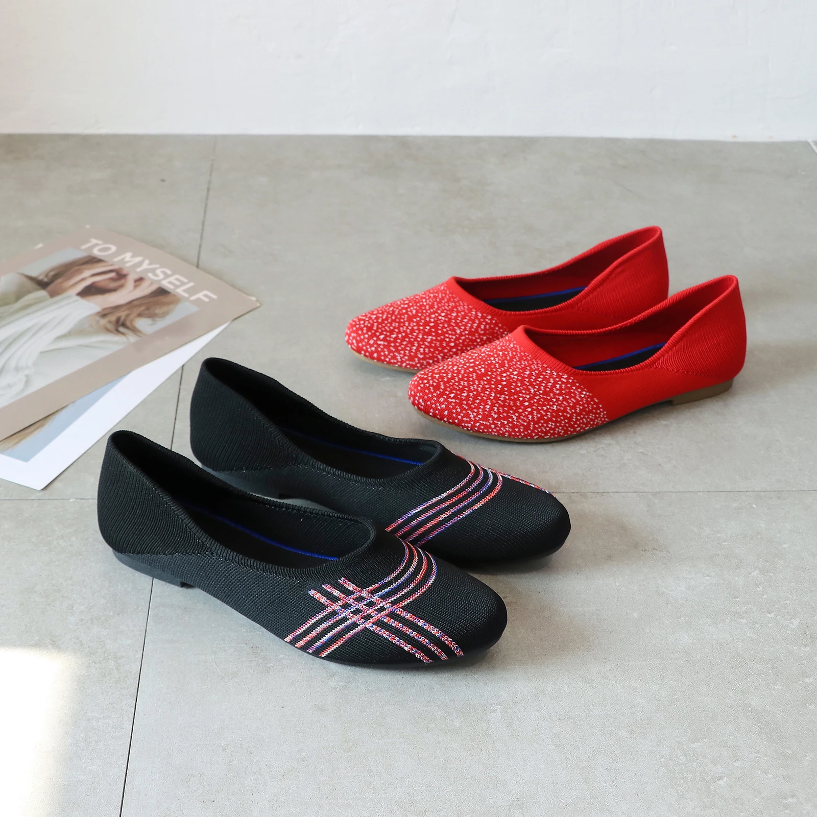 Wholesale Shoes Zapatos Mujeres Women Casual Ladies Flat Shoes Mesh Slip On Flats Shoes Ladies