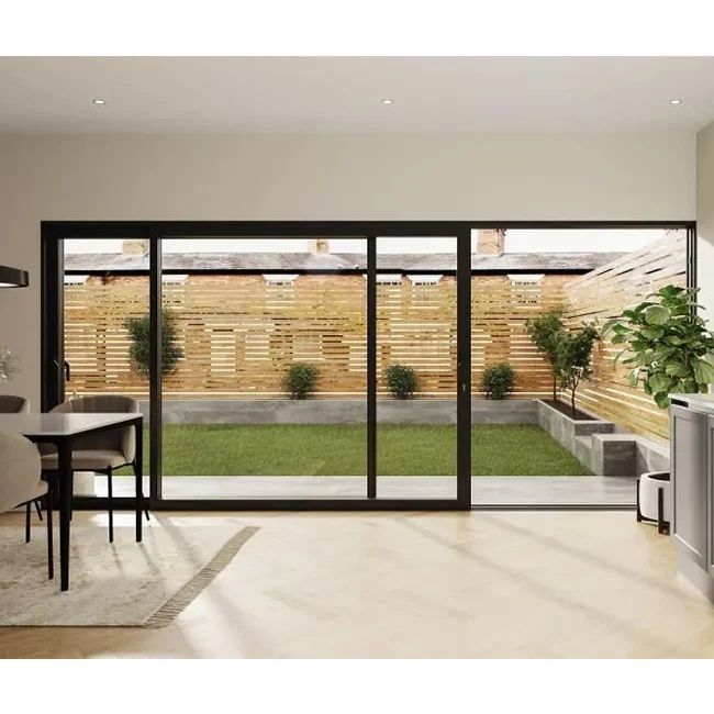 Exterior Conceal Pocket Slide DoorsSoundproof Energy Saving Aluminum Sliding Door Exterior Patio Sliding Glass Doors with Alumin