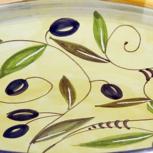 35CM / 13.7IN CERAMIC ROUND BOWL WITH OLIVES DESIGN HANDMADE IN ITALY
