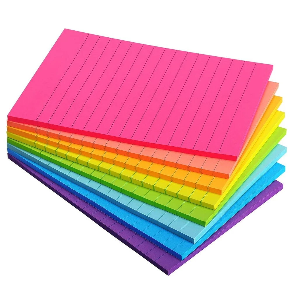 45 Sheets/pad 4X6 in Bright Ruled Post sticky Colorful Super Sticking Power Memo Pads Lined Sticky Notes