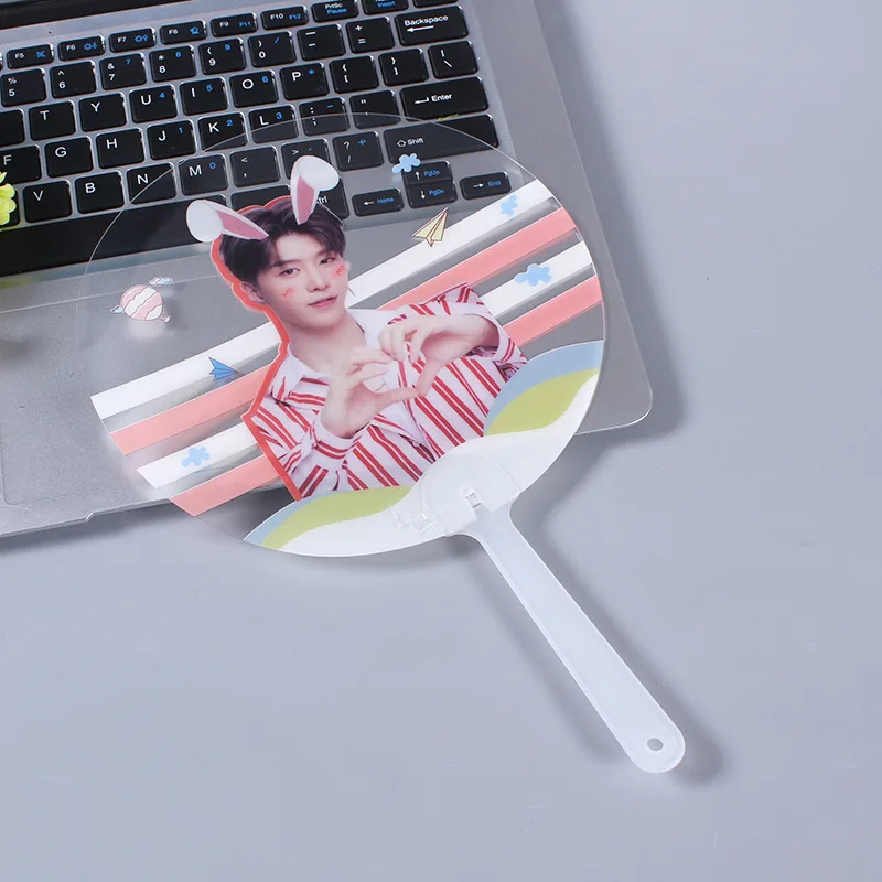 Korea event transparent picket custom single double sided printing large waterproof plastic PVC Hand Fan
