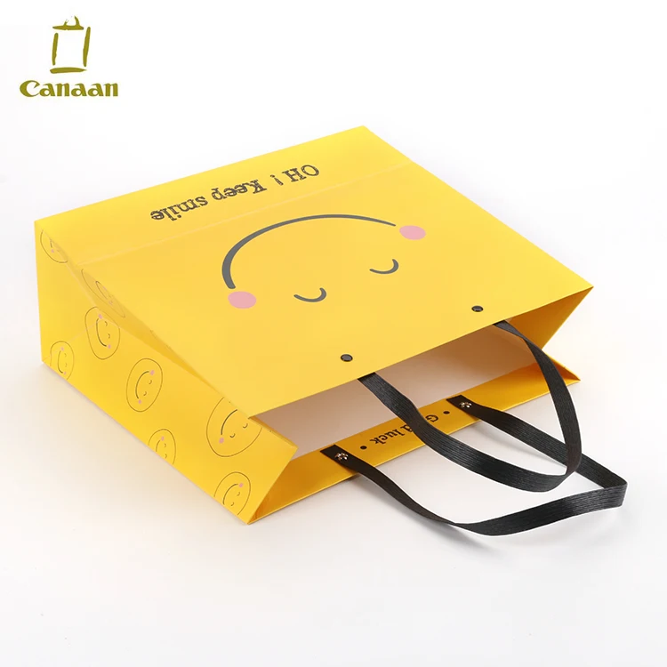 Custom Logo Kraft Christmas Promotion Birthday Gift Kraft Yellow Paper Bag