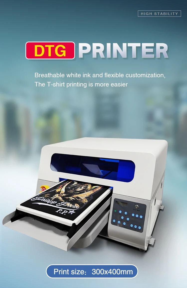 High quality  Dtg t- Shirt Printing Machine A3 6 Colors 3d Photo Effect Textile Printer Use For Fabric Printing