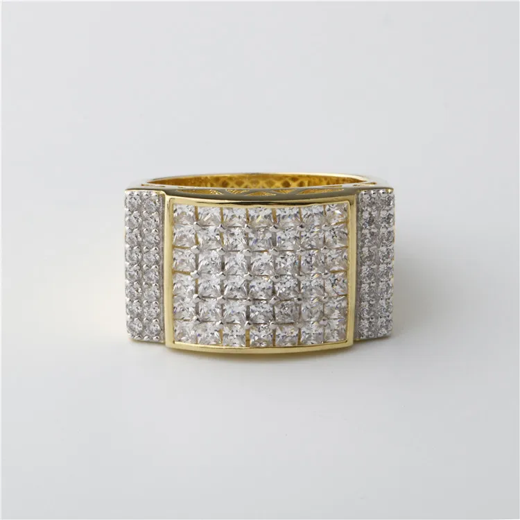 
Hot Selling hip hop 14k gold jewellery men ring silver 925 