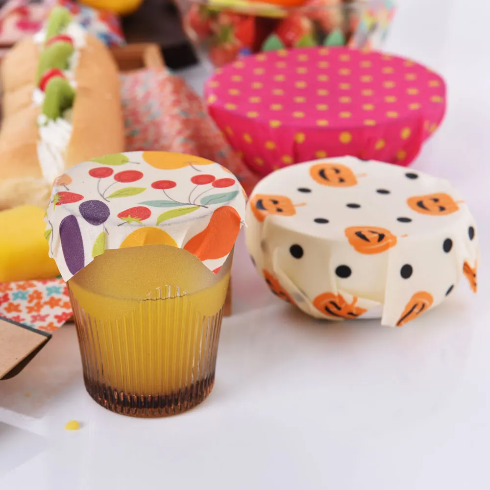 2024 Eco-Friendly Beeswax Food Storage Containers Foldable Zero-Waste Kitchen Cloth Wraps for Food Packaging Kitchen Storage