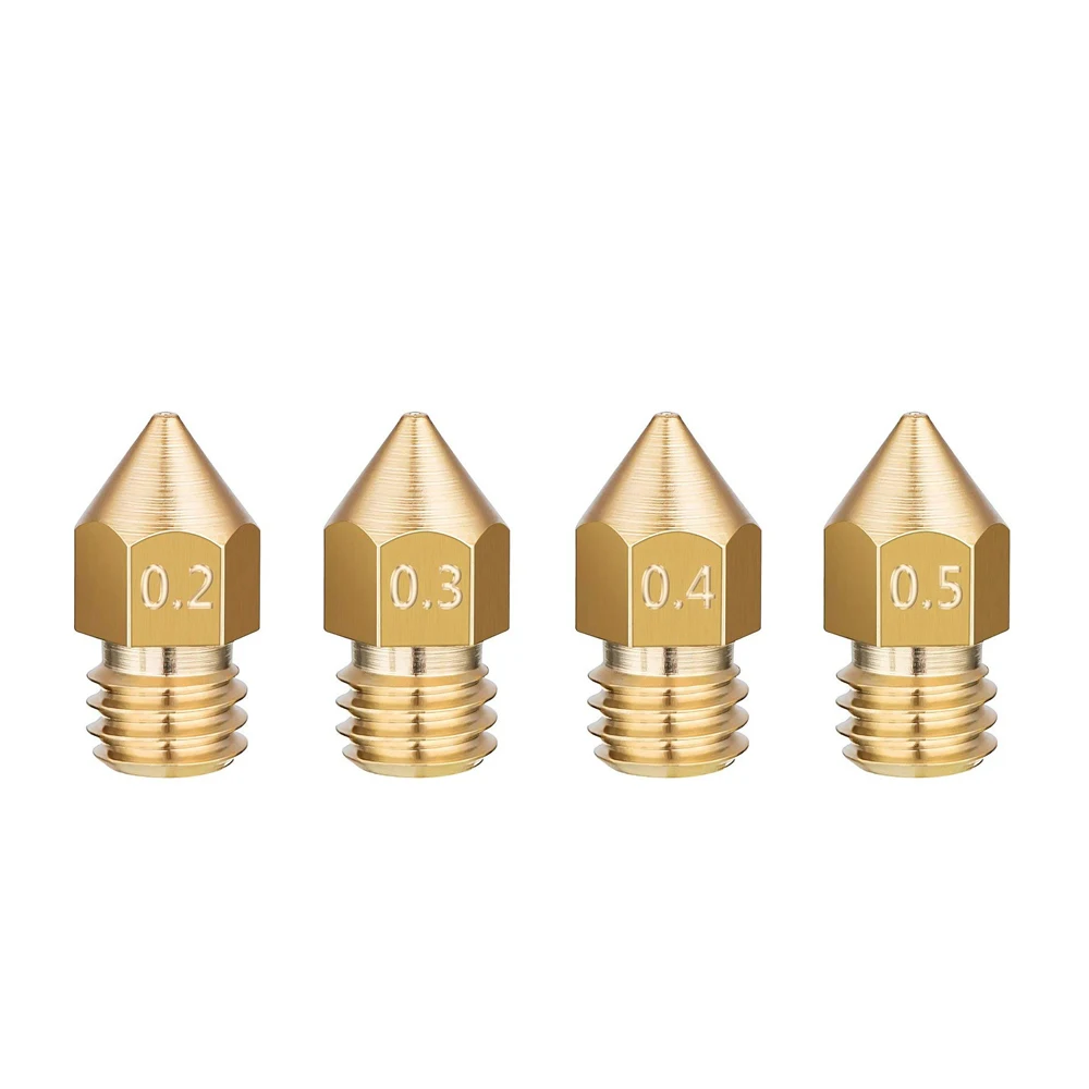 3D Printer Parts MK8 Brass Nozzle Mixed Sizes Print Head 0.2/0.3/0.4/0.5mm 1.75mm filament for CR10 Ender 3
