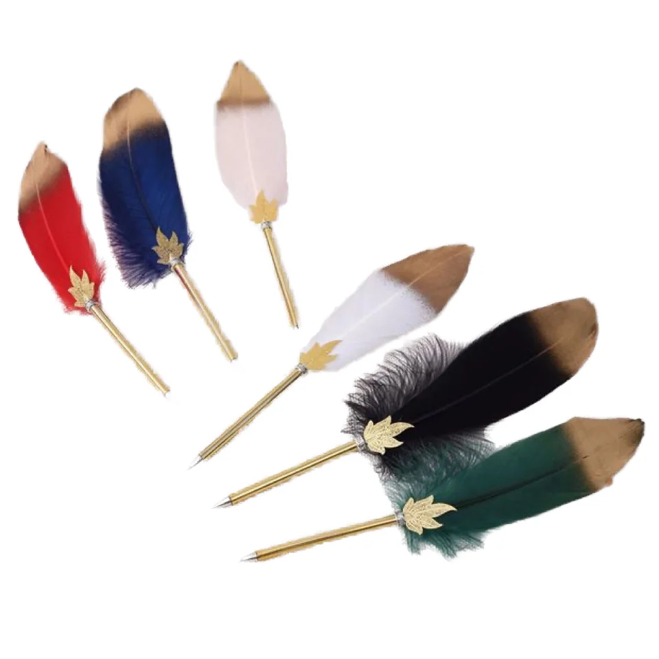 Customized Business Gift Pen Vintage Feather Design Wholesale Ballpoint Pen Custom Manufacturer