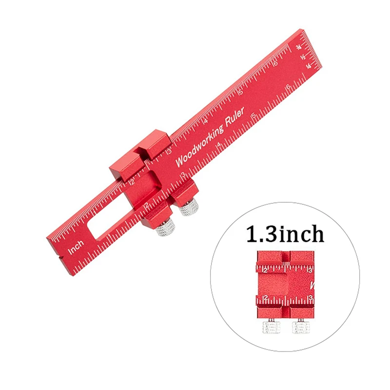 Multifunctional 6/8/12 inch T-Type Ruler Aluminum Alloy Scribing Ruler Woodworking Precision Pocket Metal Slide Rule