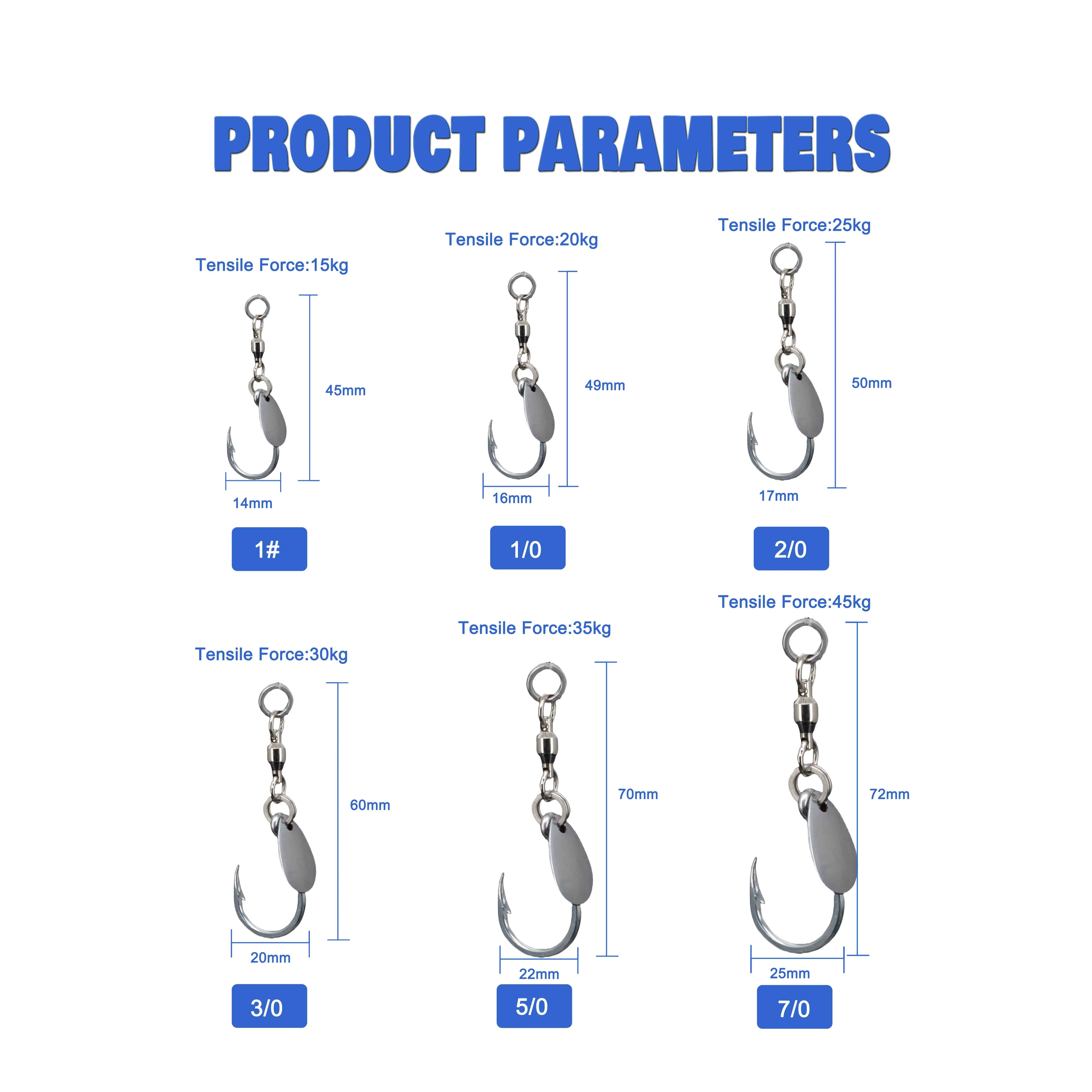 JIGGINGSOUL-AIH08-Spanish Mackerel Bass Yellow bonito Stainless Steel Jig hook Double Bearing Swivel Single Fishing Hooks Spoon