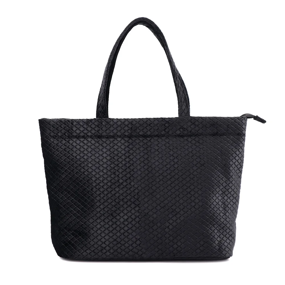 Custom Logo Velvet Tote Bag Fashion Luxury Shopping Bag Wholesale Quilted Tote Zipper Shop Bag for Women