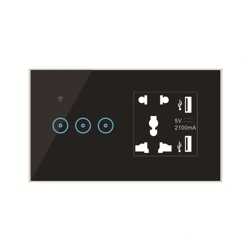 British standard UK Wifi wall switch and smart Wifi  socket outlet, 5 pin multi socket EU Australian export switch socket