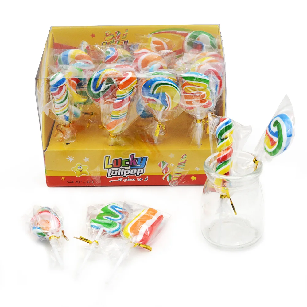 Handmade Colorful Rainbow Swirl Twist Shape Sweet Hard Candy Lucky Christmas Lollipops