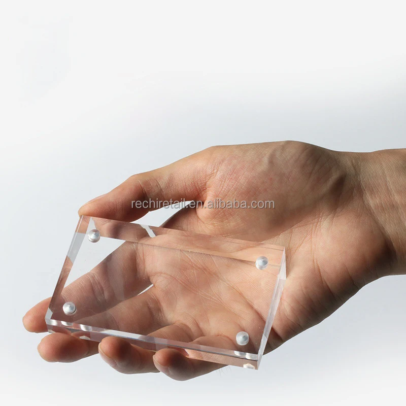 RECHI Customized Size Clear Acrylic Photo Holder Fridge Magnet Double-Sided Magnetic Acrylic Photo Frame Magnet