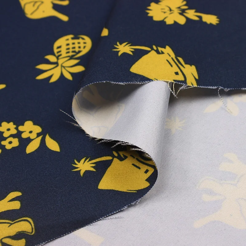 Индивидуальная саржа персиковая кожа желтый слон кокосовое дерево ткань с принтом для пляжных брюк шорт