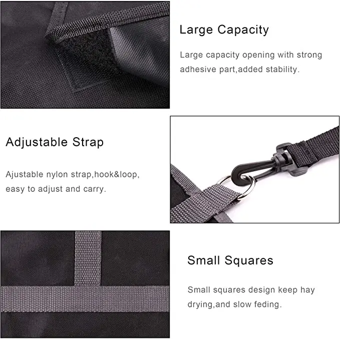 portable large durable light cheap new slow feeder rabbit round carry poly pvc  hay tote bale bags net for horses