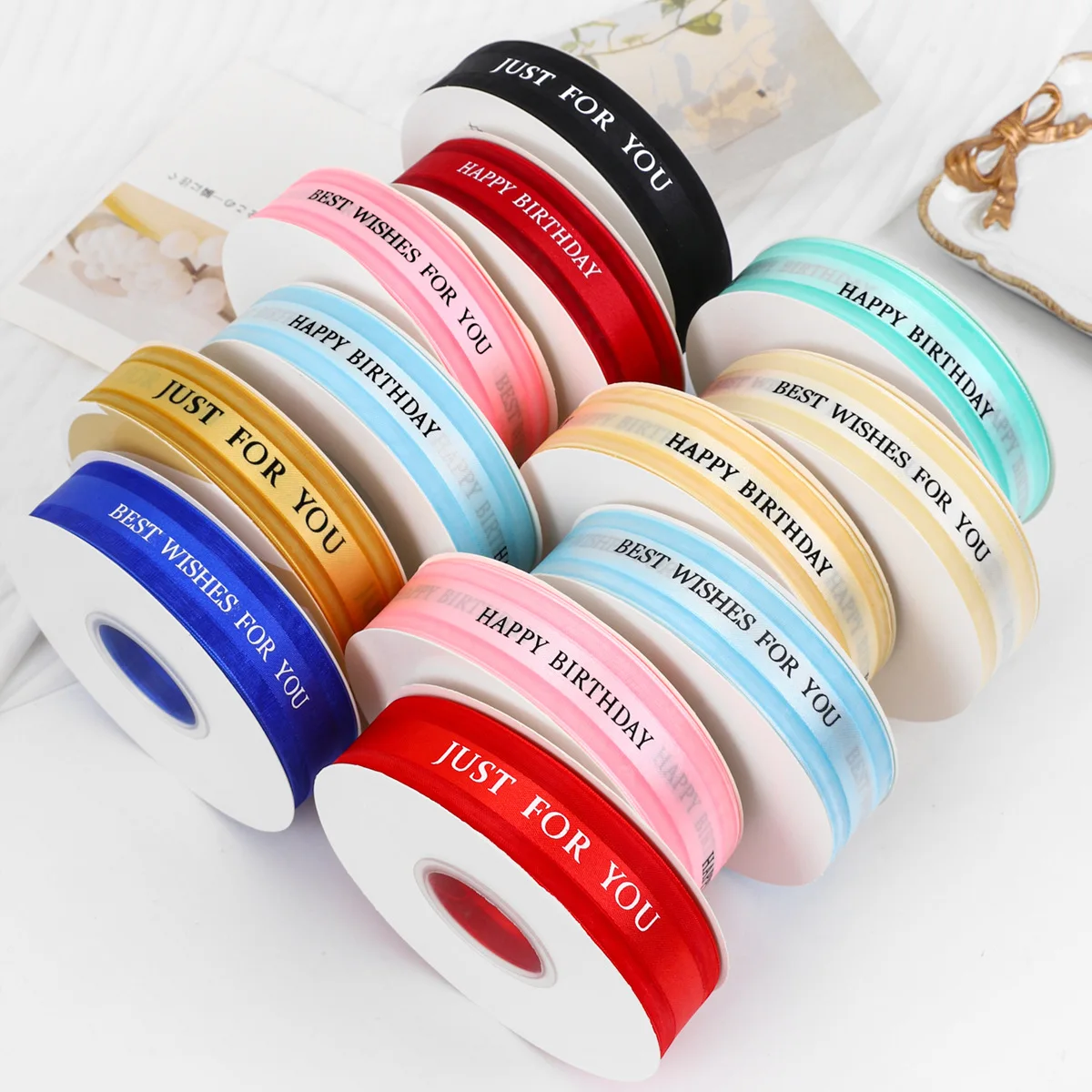 Best Wishes For You Ribbon 2.5cm width 50 yards  gift box packaging ribbon cake flower packaging ribbon