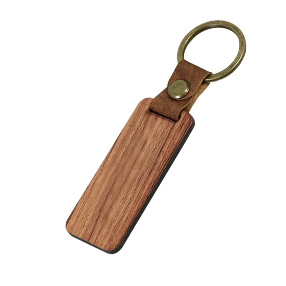 2023 New Products Hand Made Wooden Keychain Custom Logo Key Chain Wooden Keyrings Leather For Teachers Gift