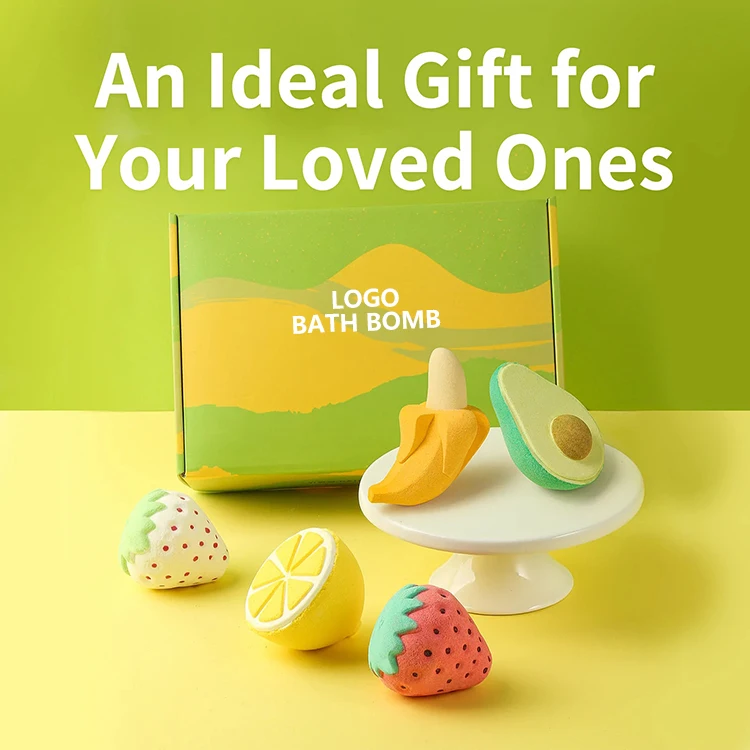 Happy Fruits Christmas Kids Bath Salt Bath Bombs Powder Gift Set Organic Salt Bath Bombs With Flowers