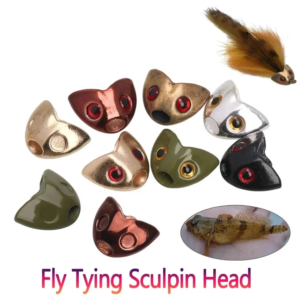Fly Tying Sculpin Head 3D Fish Eyes Fast Sinking Fish Sculpin Helmet Fly Tying Material Trout Fishing Lures