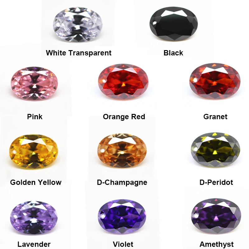 All of Sizes and Colors Oval Cut 5A Cubic Zirconia Loose Gemstones CZ Stones Synthetic Diamonds for Jewelry Making