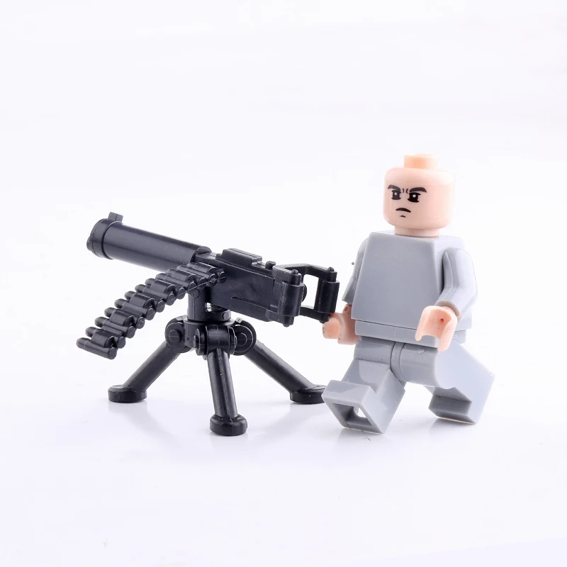 Military MOC Bricks Heavy Machine Guns WW2 Maxim Type 92 Antiaircraft Machine gun Soldier Mini Figure Accessories