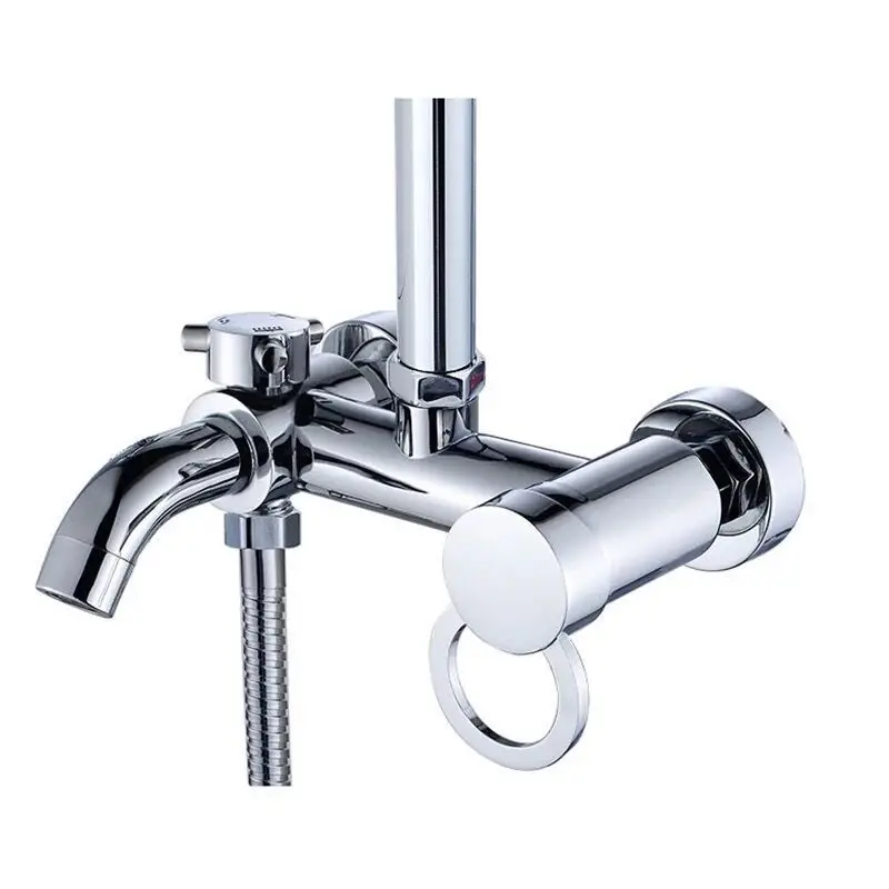 Household all copper hot and cold water mixing valve bath third gear faucet pressurized hand-held nozzle large shower set