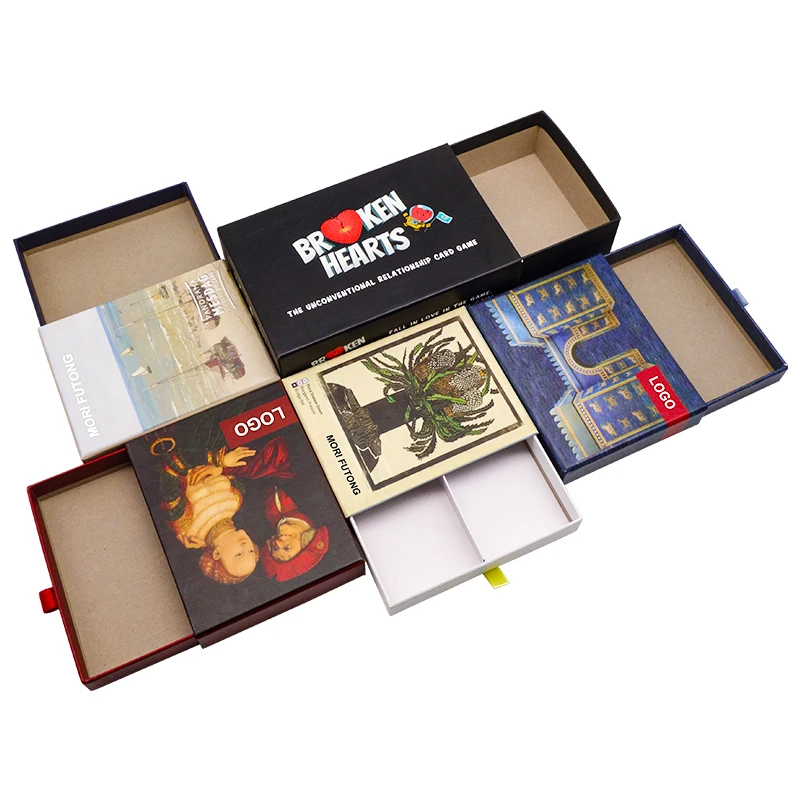 Custom Printing Hard Rigid Cardboard Luxury Sliding Box Drawer Box Packaging With Ribbon Rope Gift Sleeve