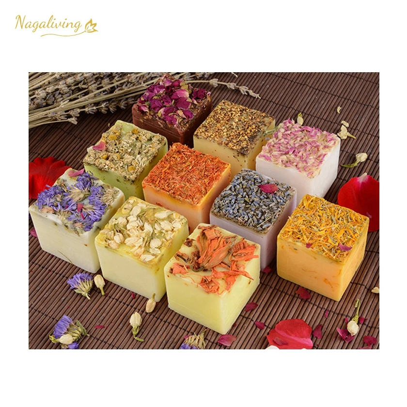 100% Organic Own Brand Nourish Repair Moisturize Moisturize Dried Flowers Natural Handmade Whitening Soap